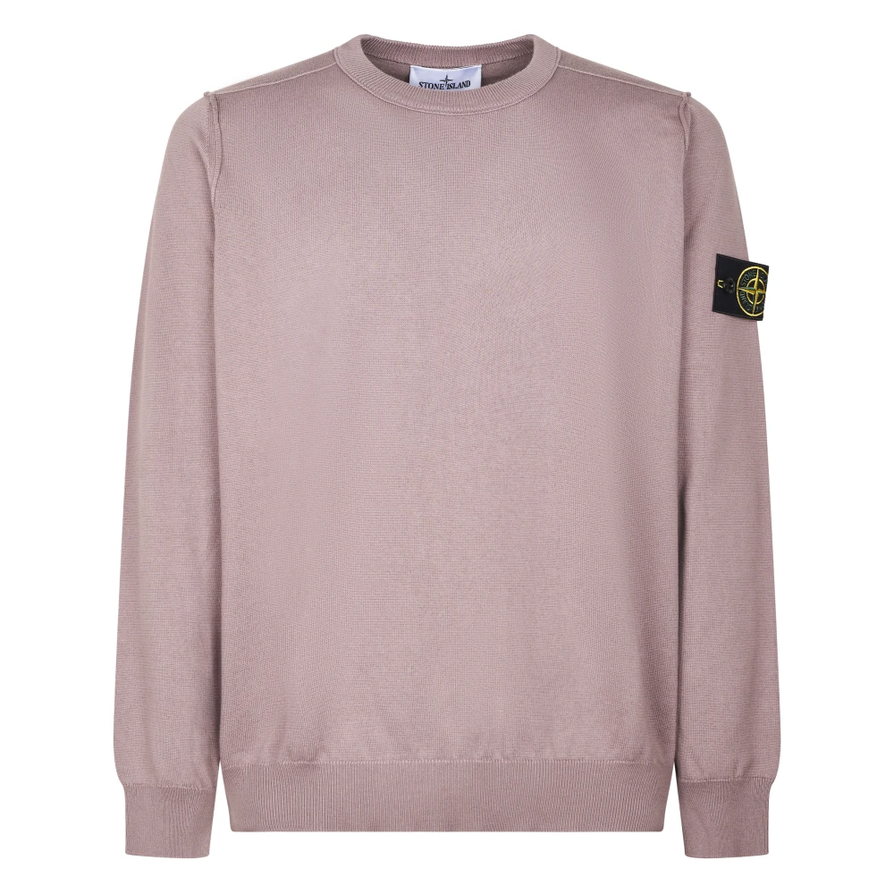 Stone Island Men's Purple Round-Neck Knitwear, L, Crew Neck Jumper