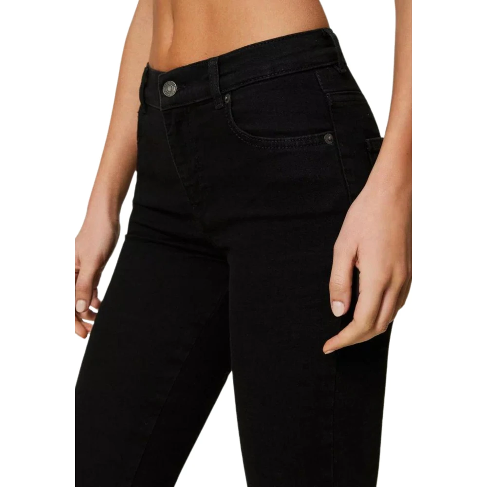 Twinset Zwarte Skinny Jeans met Logo Borduursel Black Dames