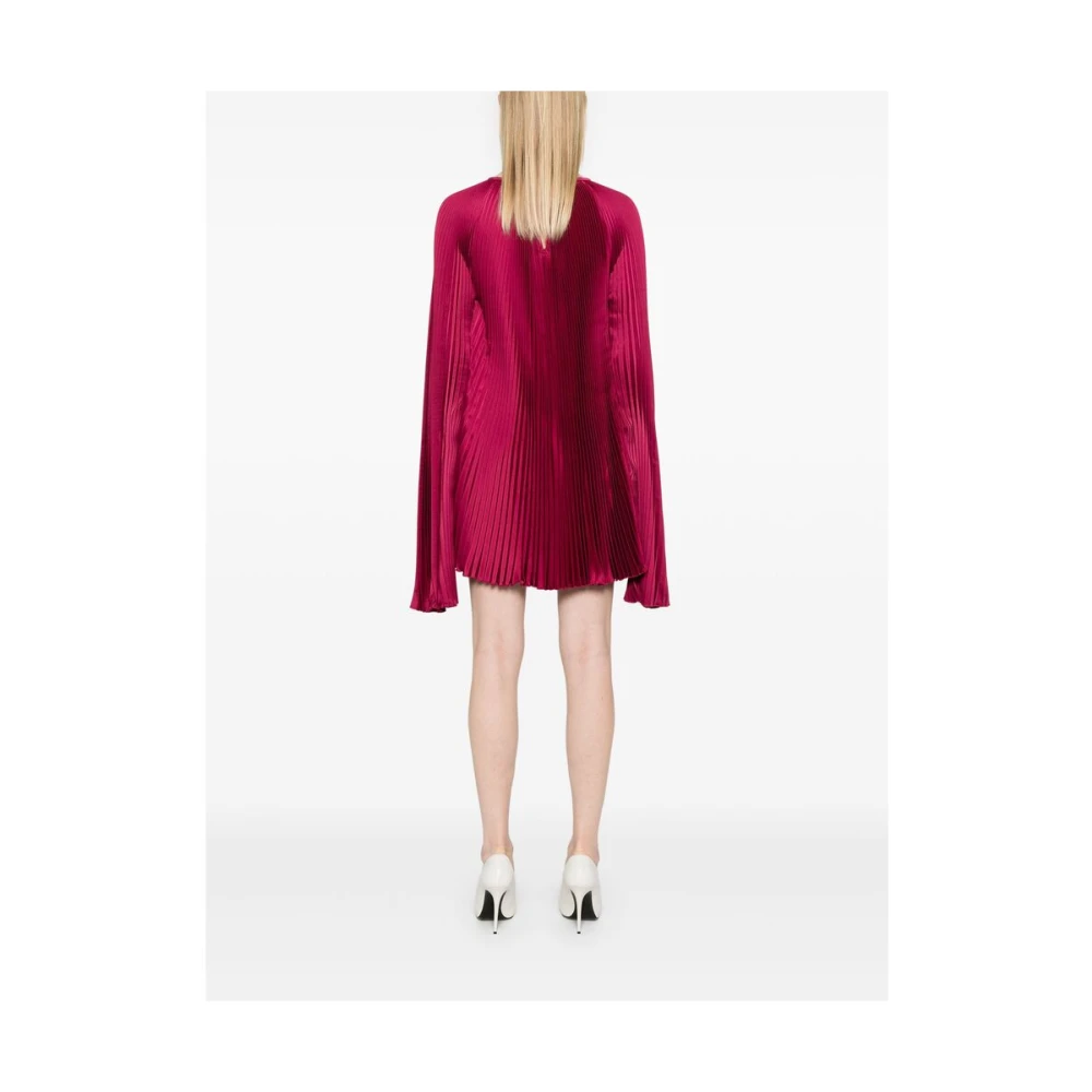 L'idée Bordeaux Kantmouw Plissé Jurk Red Dames