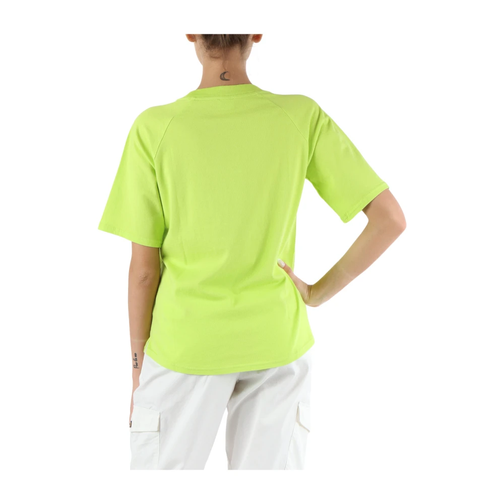 Sun68 Oversize Katoen Logo Geborduurd T-shirt Green Dames
