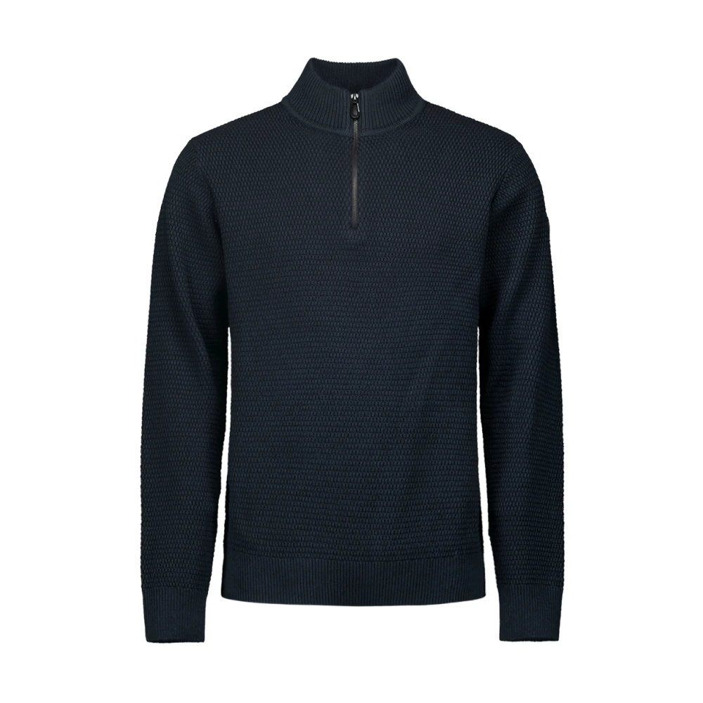 No Excess Mélange Half-Zip Pullover Stijlvol Comfort Blue Heren