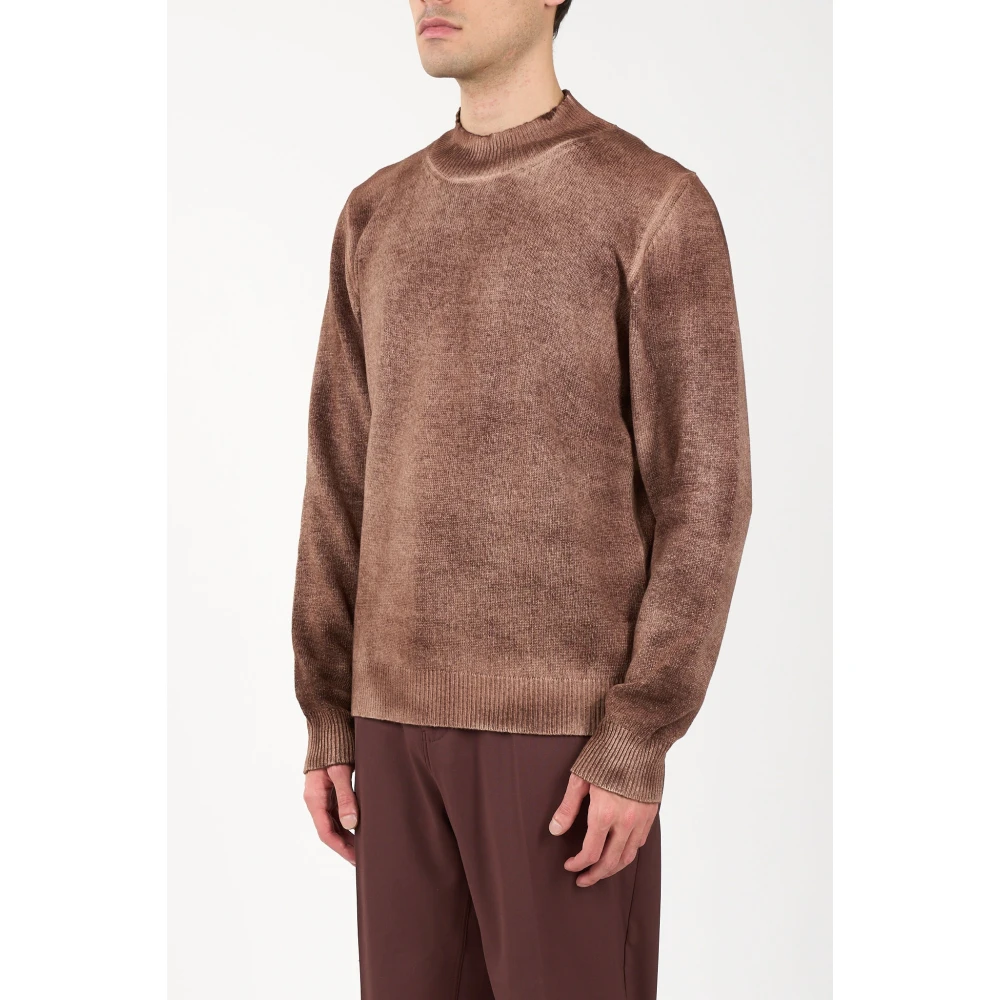 Mauro Grifoni Wolmix Half-Zip Trui Brown Heren