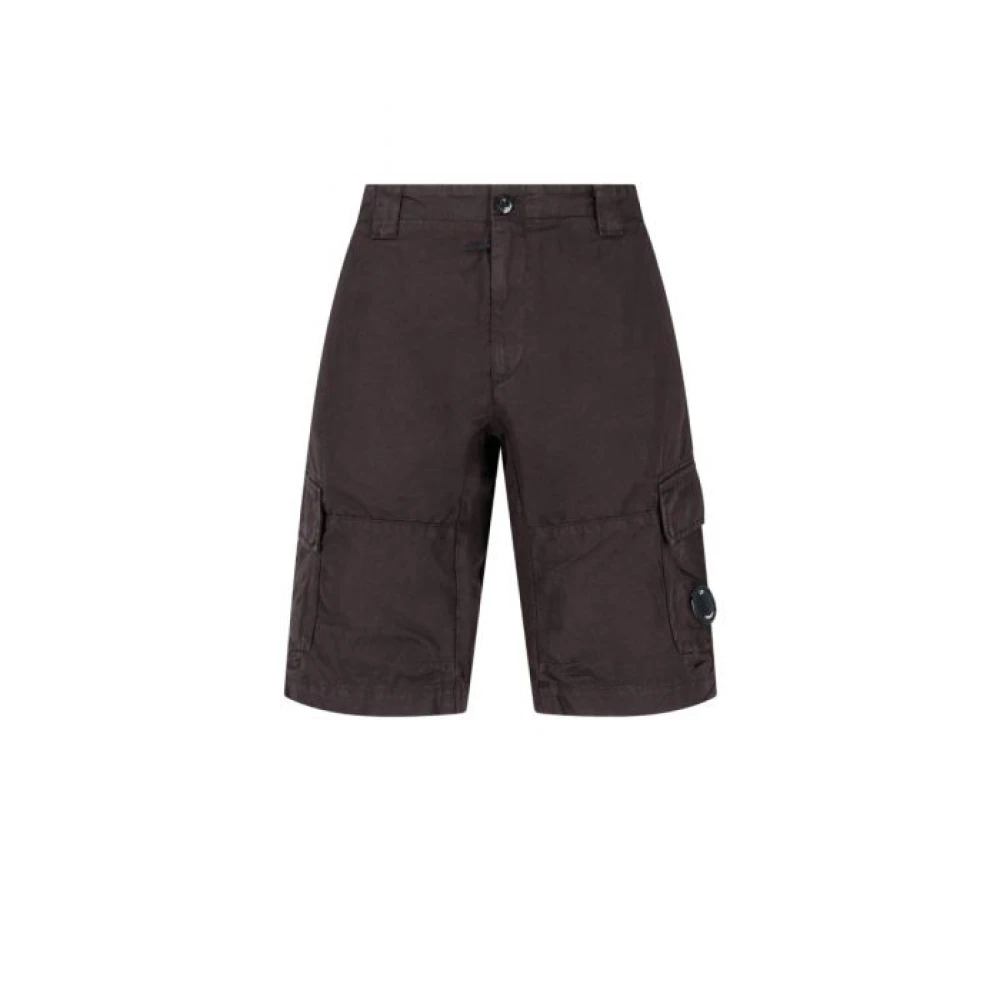 C.P. Company Zwarte Cargo Shorts met Linnenmix Black Heren