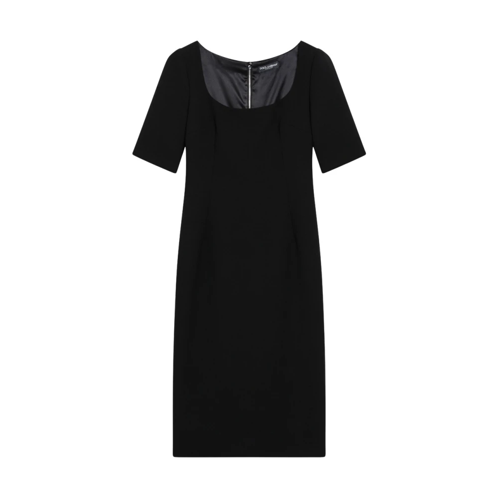 Dolce & Gabbana Double Wool Crepe Dress - Female - Midi Dresses - Black - L - Dresses