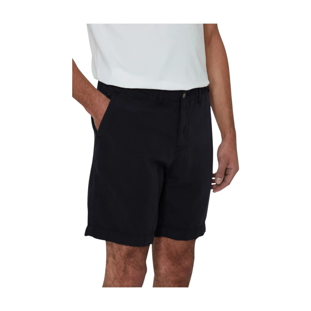 Oscar Jacobson Navy Linnen Blend Zomer Shorts Blue Heren