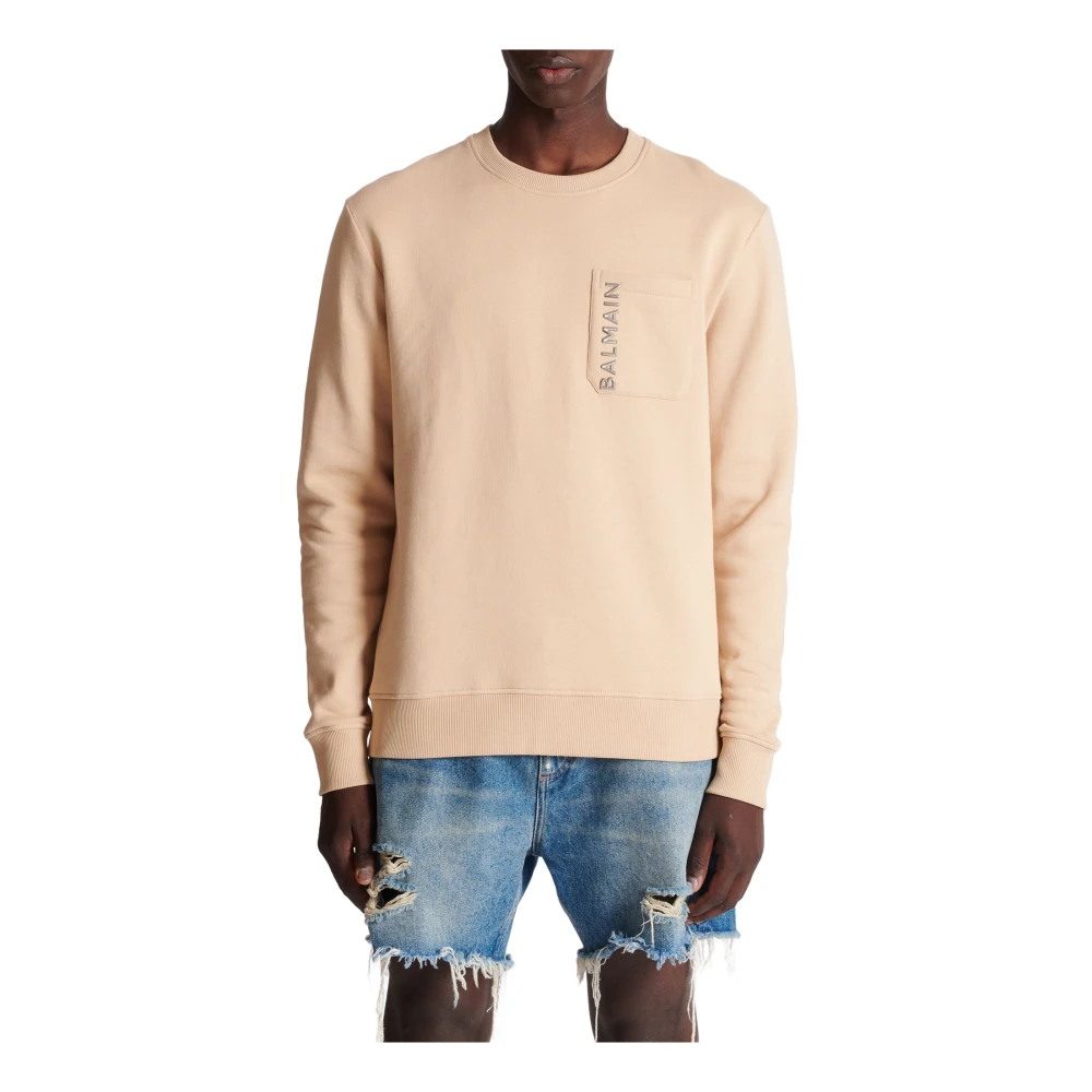 Balmain Gelamineerde Sweatshirt Beige Heren