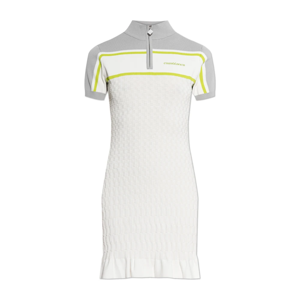 Casablanca Women's White Knitted Dresses, M, Tennis Polo Dress
