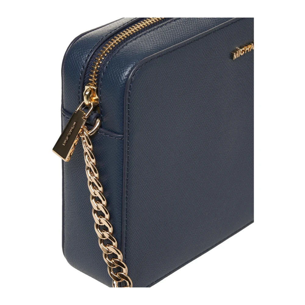 Michael Kors Jet Set Grote Saffiano Lederen Schoudertas Blue Dames