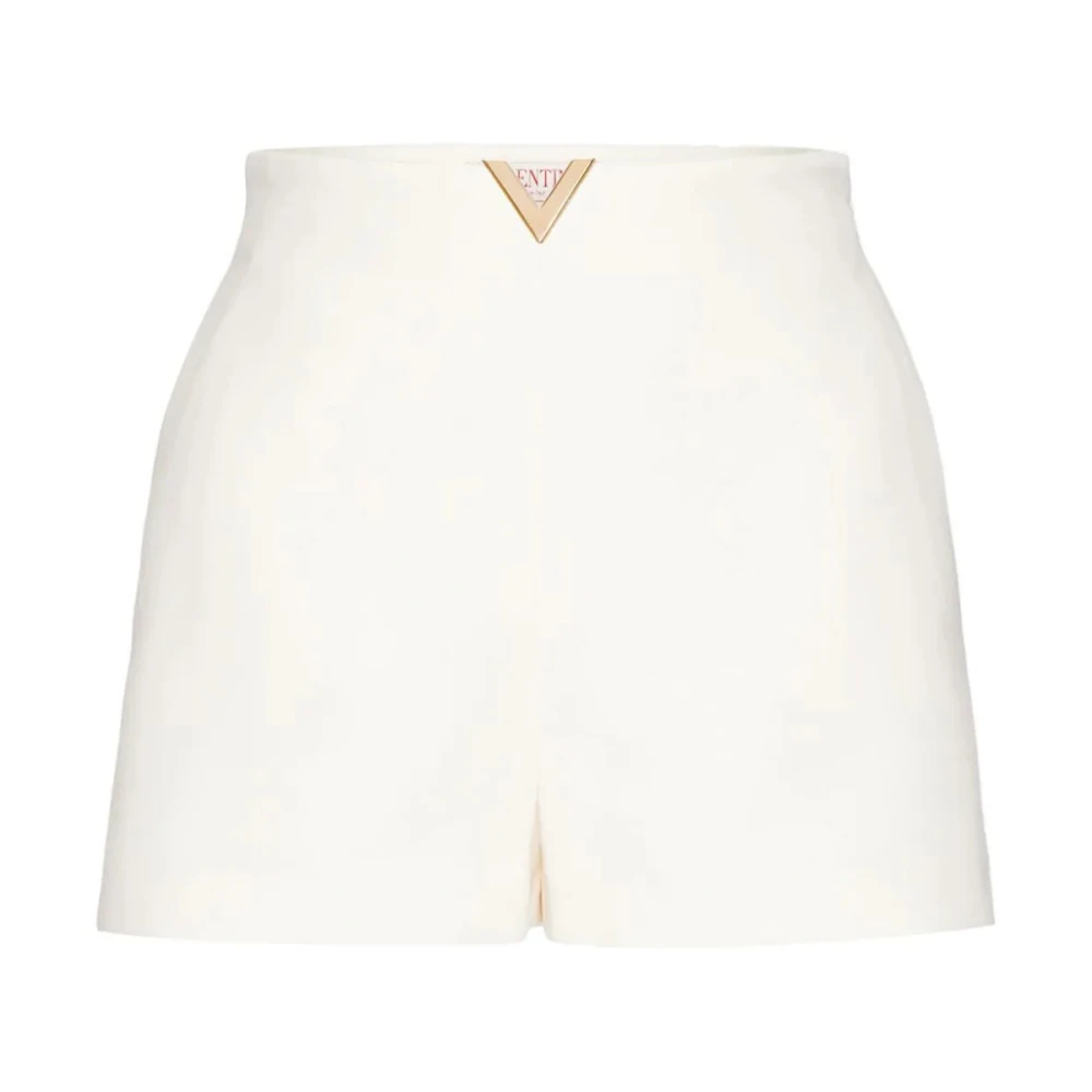 Valentino Garavani Crepe Couture Shorts Avorio VGold Detail White Dames