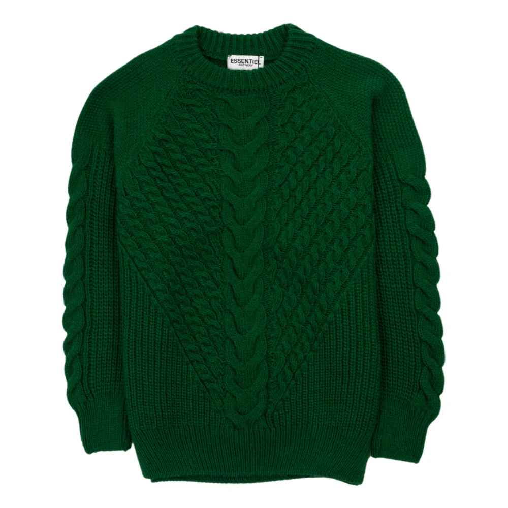 Essentiel Antwerp Chunky Cable Gebreide Trui in Donkergroen Green Dames