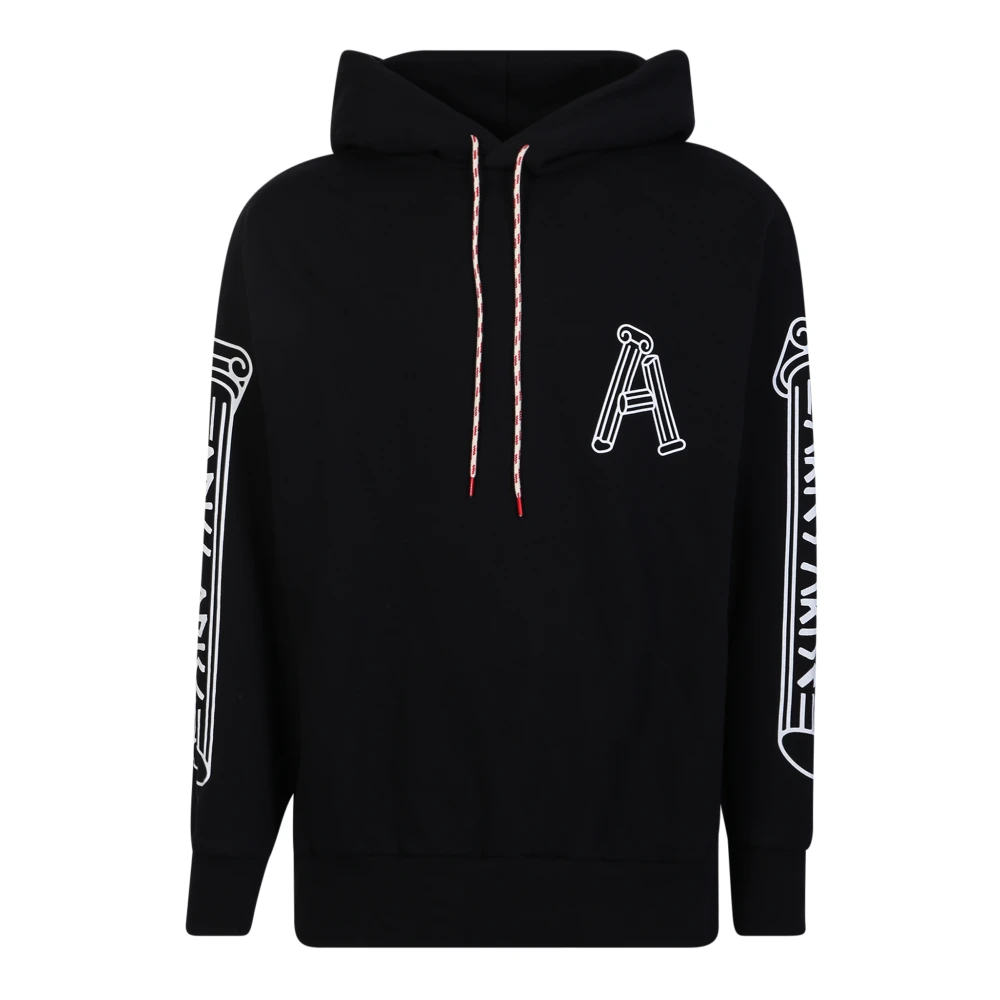 Aries Zwarte hoodie met logoprint Black Heren