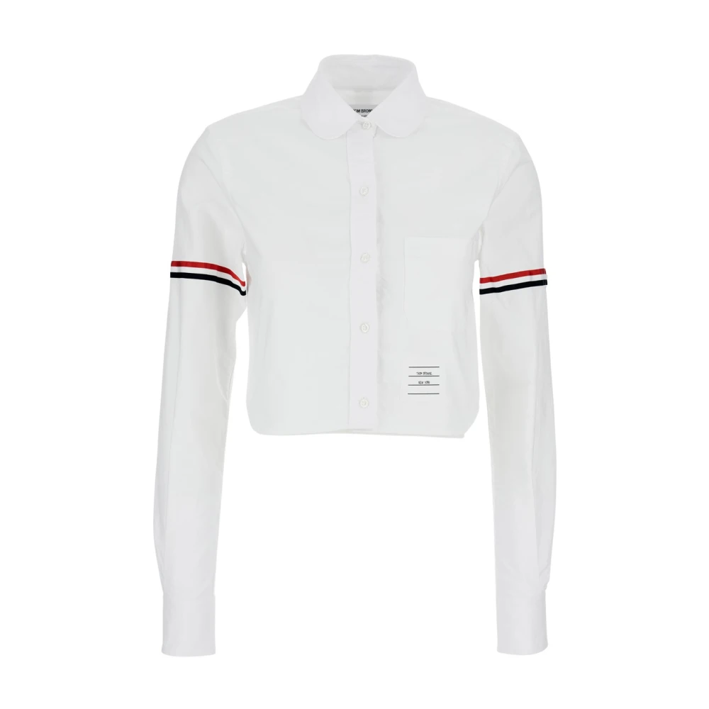 Thom Browne Women's White Shirts, Xs, Cropped Cotton Shirt