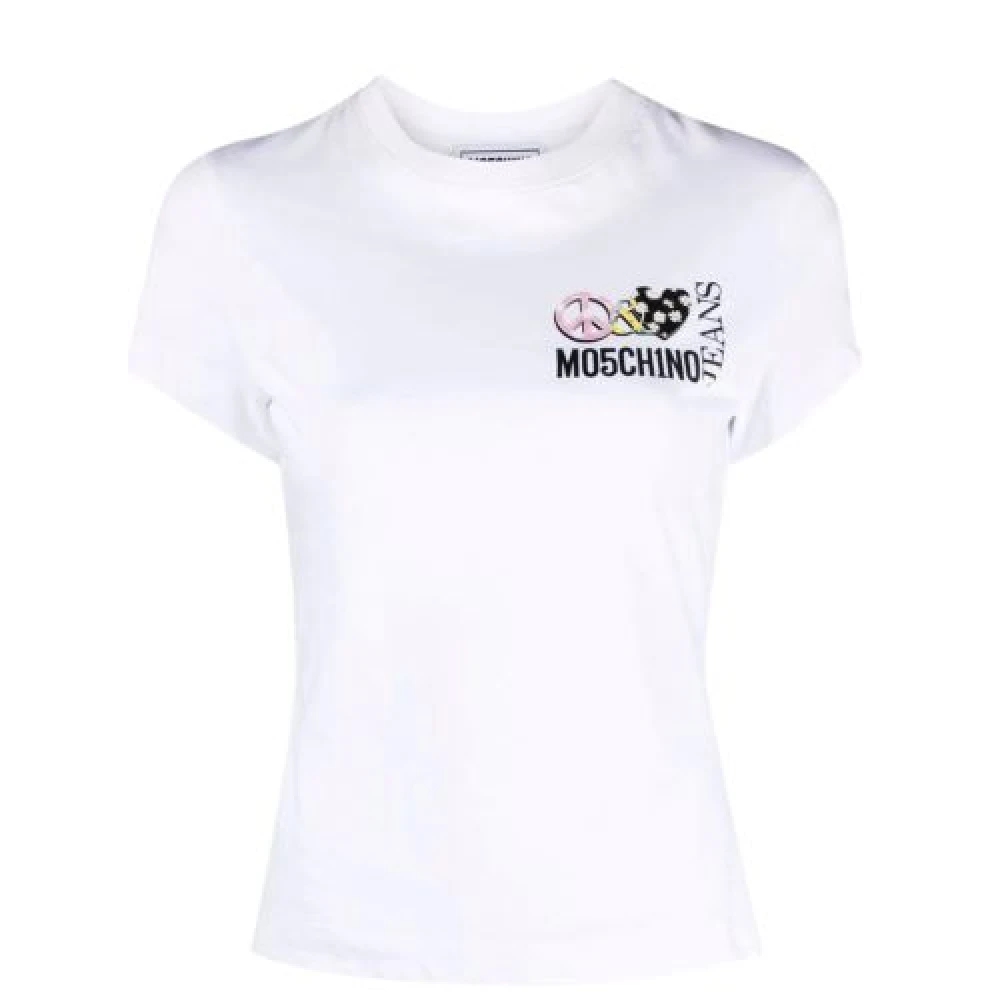 Moschino Wit Logo Zij T-shirt White Dames