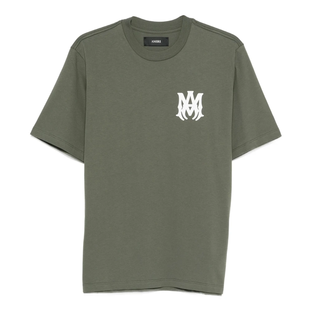 Amiri Men's Green Crewneck T-Shirt With Logo Print