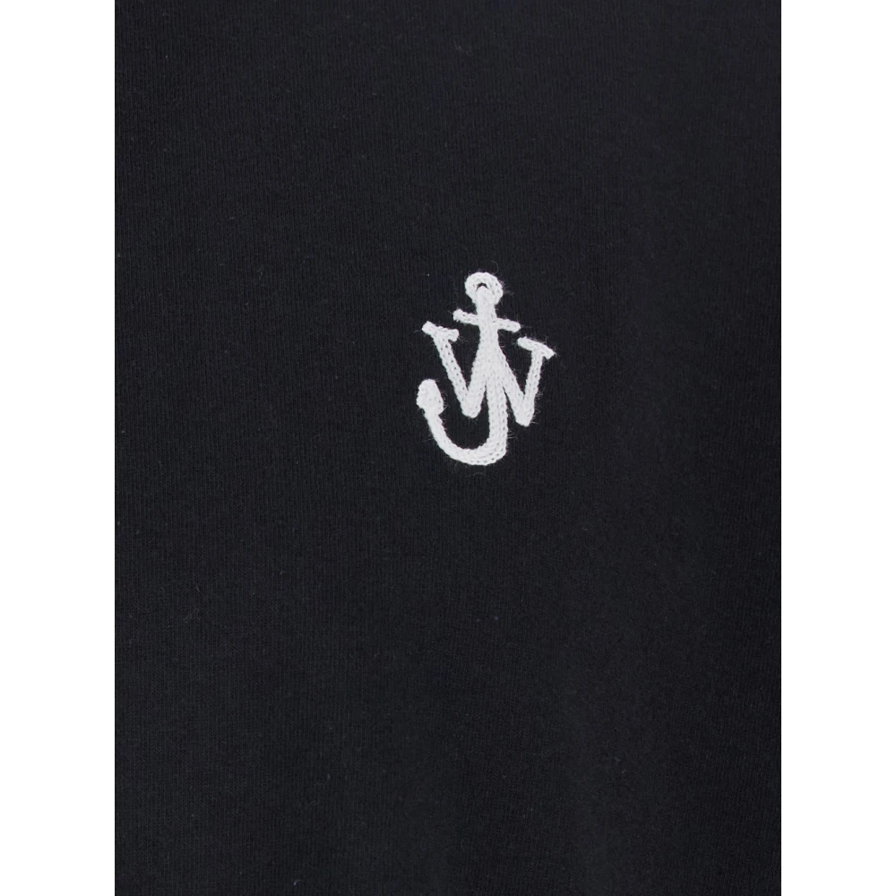 JW Anderson Zwart Logo Geborduurd Crewneck T-Shirt Black Heren