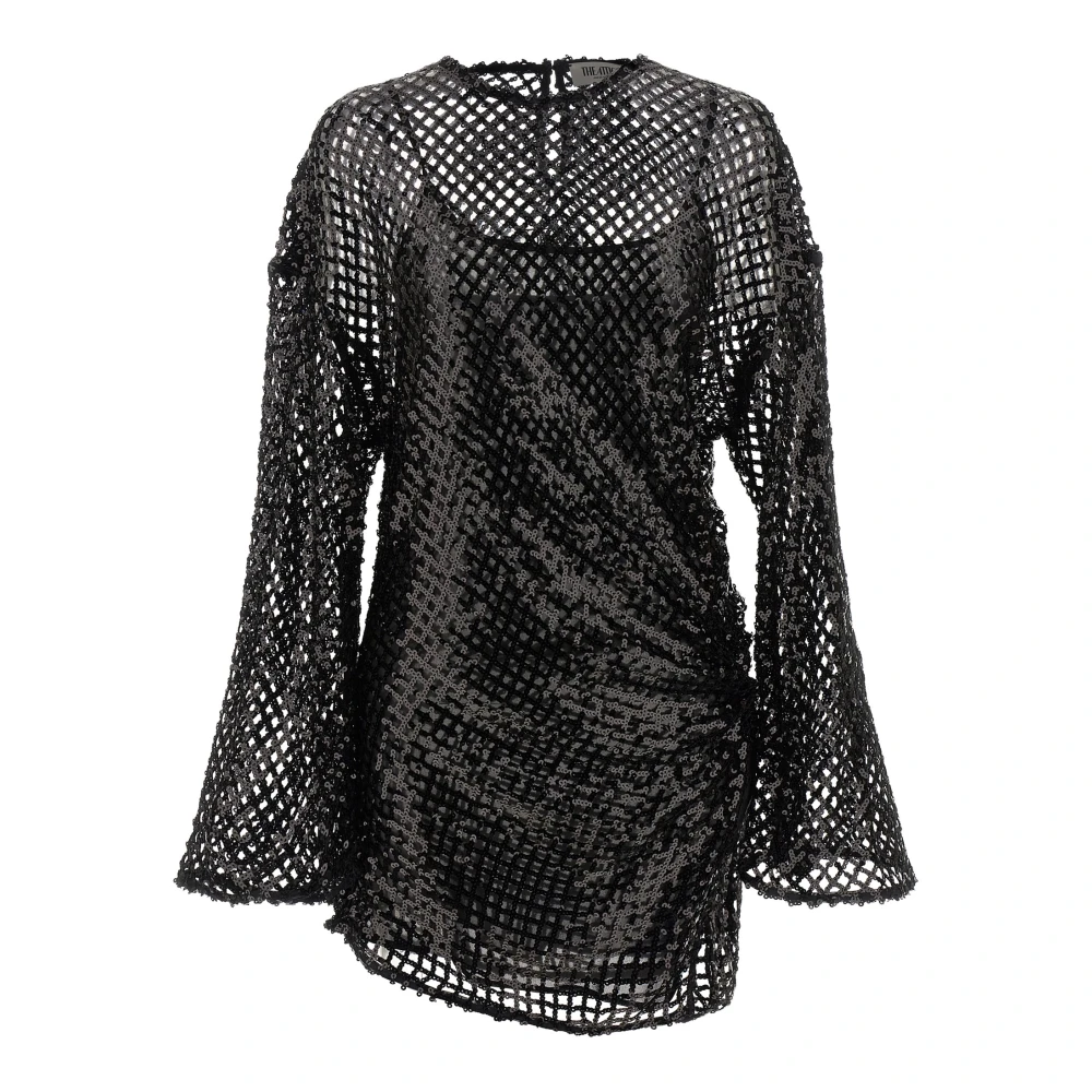The Attico Women's Black Sequin Mesh Mini Dress