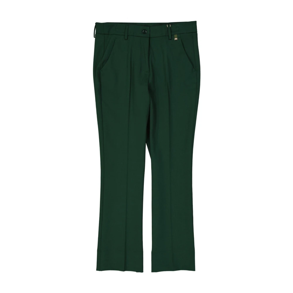 Herno Women's Green Wide Trousers, S, Cropped Trousers