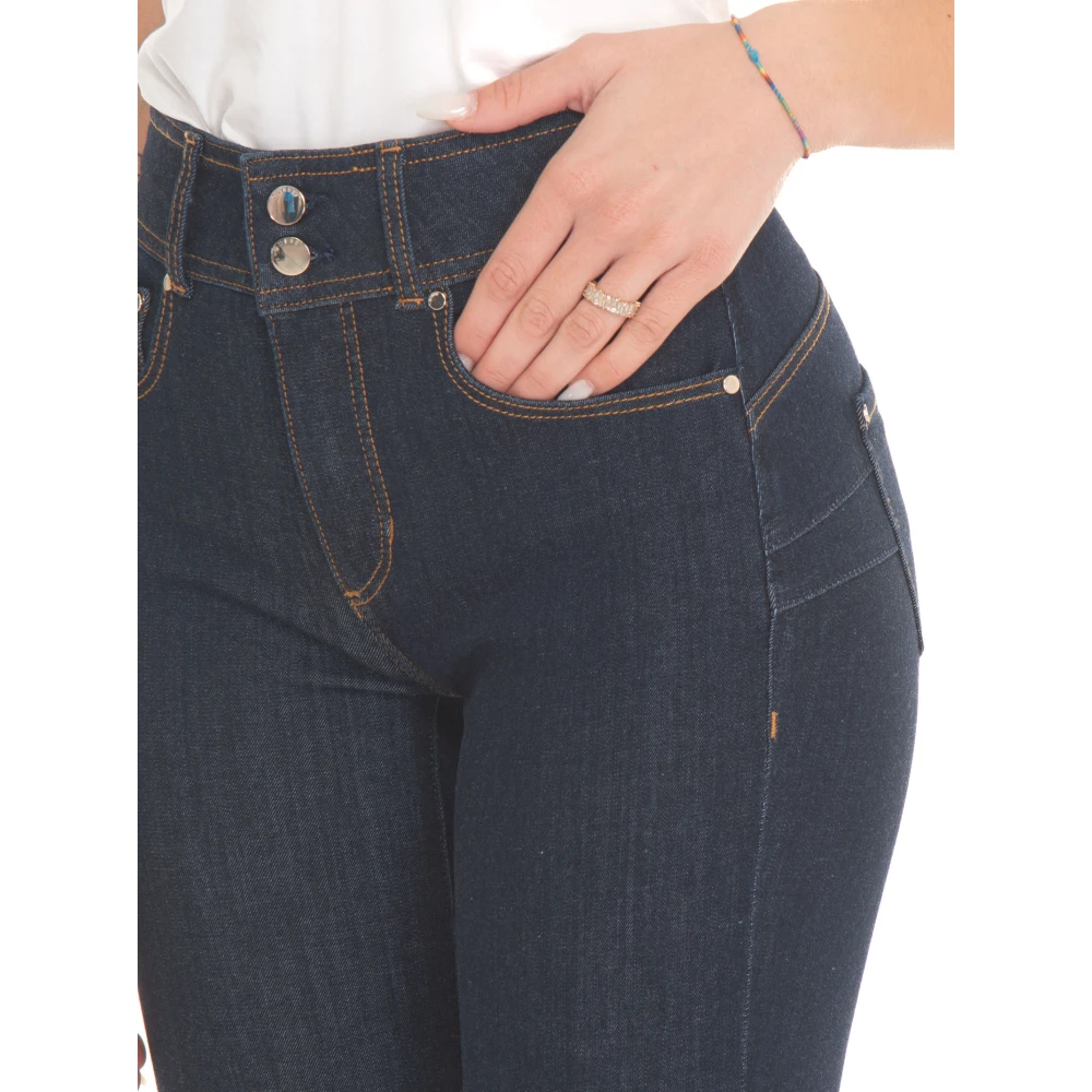 Guess Push Up Denim Jeans met Contraststiksels Blue Dames