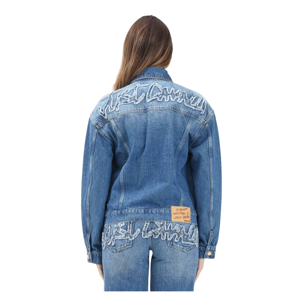 Just Cavalli Blauwe Denim Jack Moderne Vintage Stijl Blue Dames