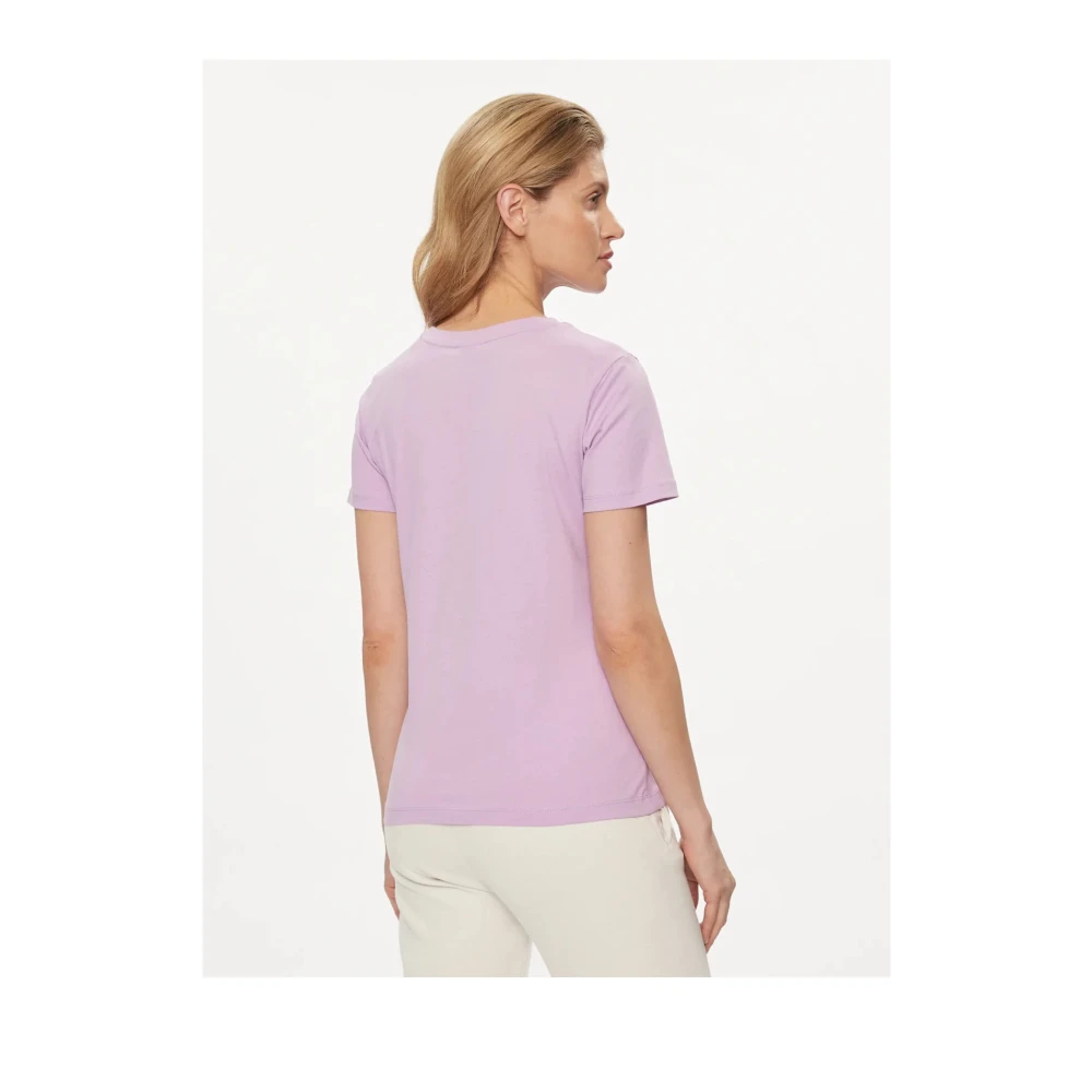 Guess Katoen Logo T-shirt Violet Rechte pasvorm Purple Dames