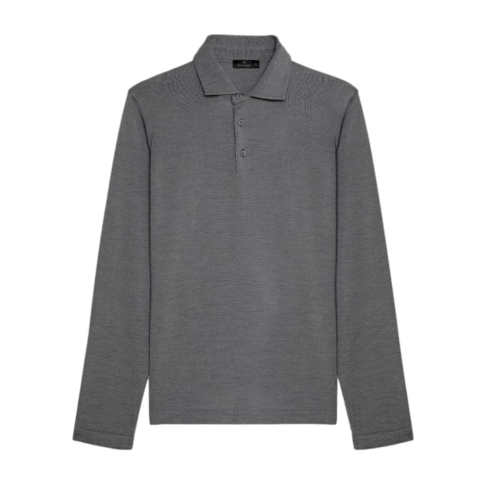 Ferrante Men's Gray Polo Shirts, 2XL, Round-Neck Knitwear