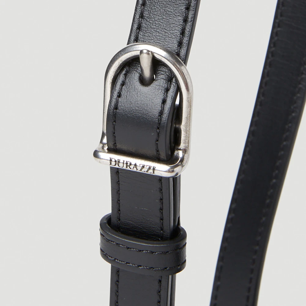 Durazzi Milano Leren Rol Schoudertas Black Dames