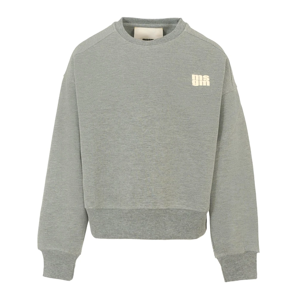 Msgm Unisex Gray Cotton Crew Neck Sweatshirt
