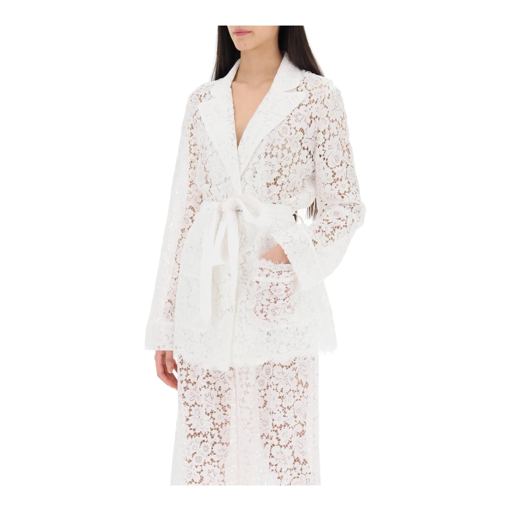Dolce & Gabbana Kant Pyjama Shirt met Zelfbindende Riem White Dames