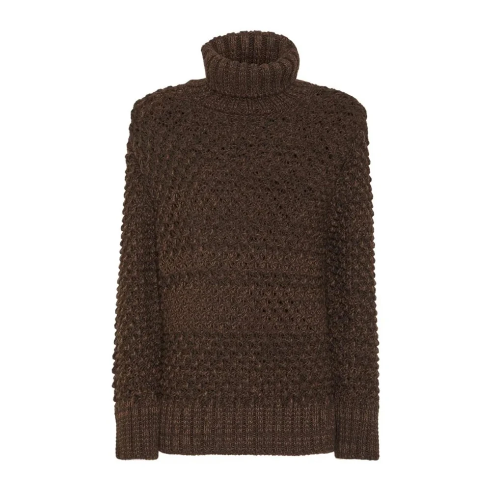 MVP wardrobe Hoge hals wolmix trui Brown Dames