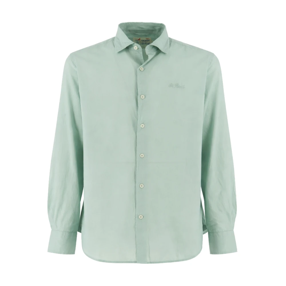 Mc2 Saint Barth Green Casual Shirts, Male, L, Classic-Cut Long-Sleeved Shirt