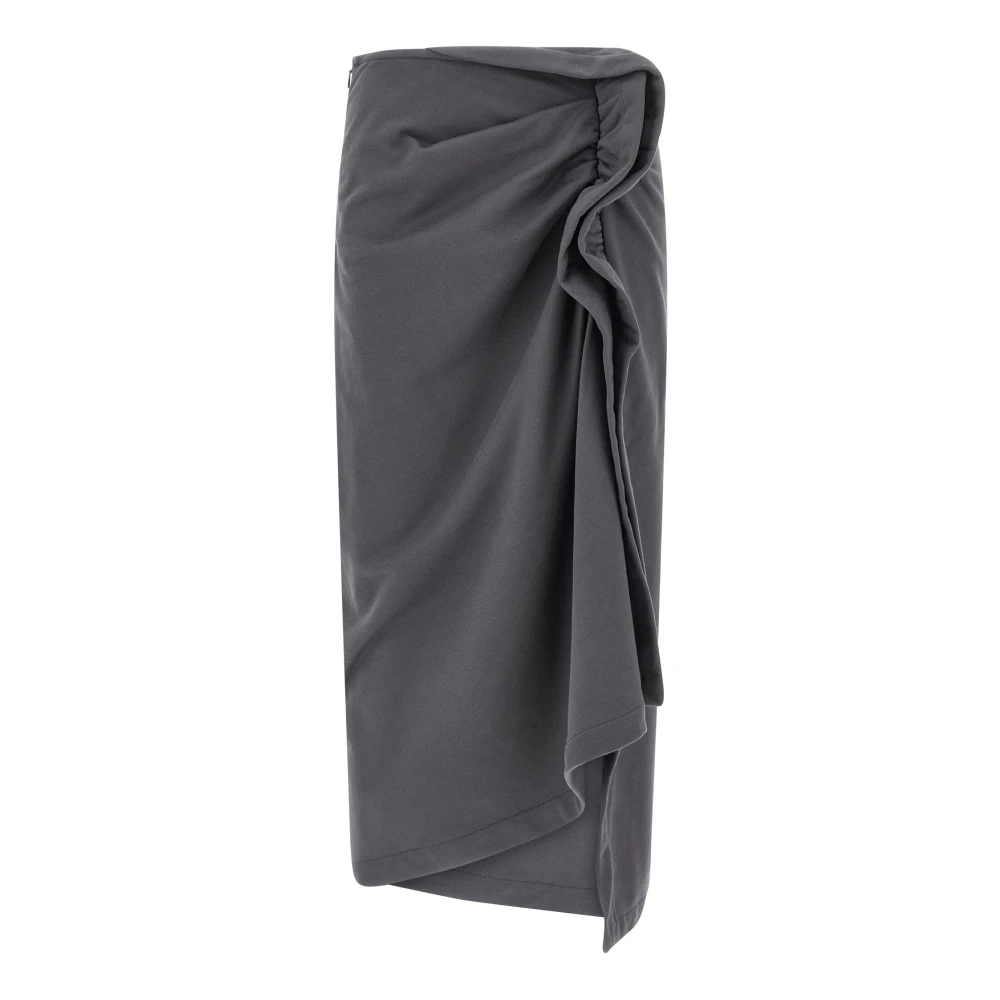 Dries Van Noten Women's Gray Hanam Cotton Fleece Midi Skirt