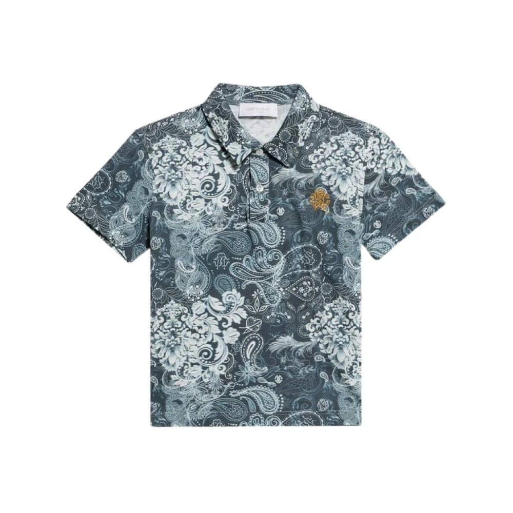Roberto Cavalli Blue Paisley Print Polo - Male - Kids Short Sleeve T-Shirts - 10 Y - Kids