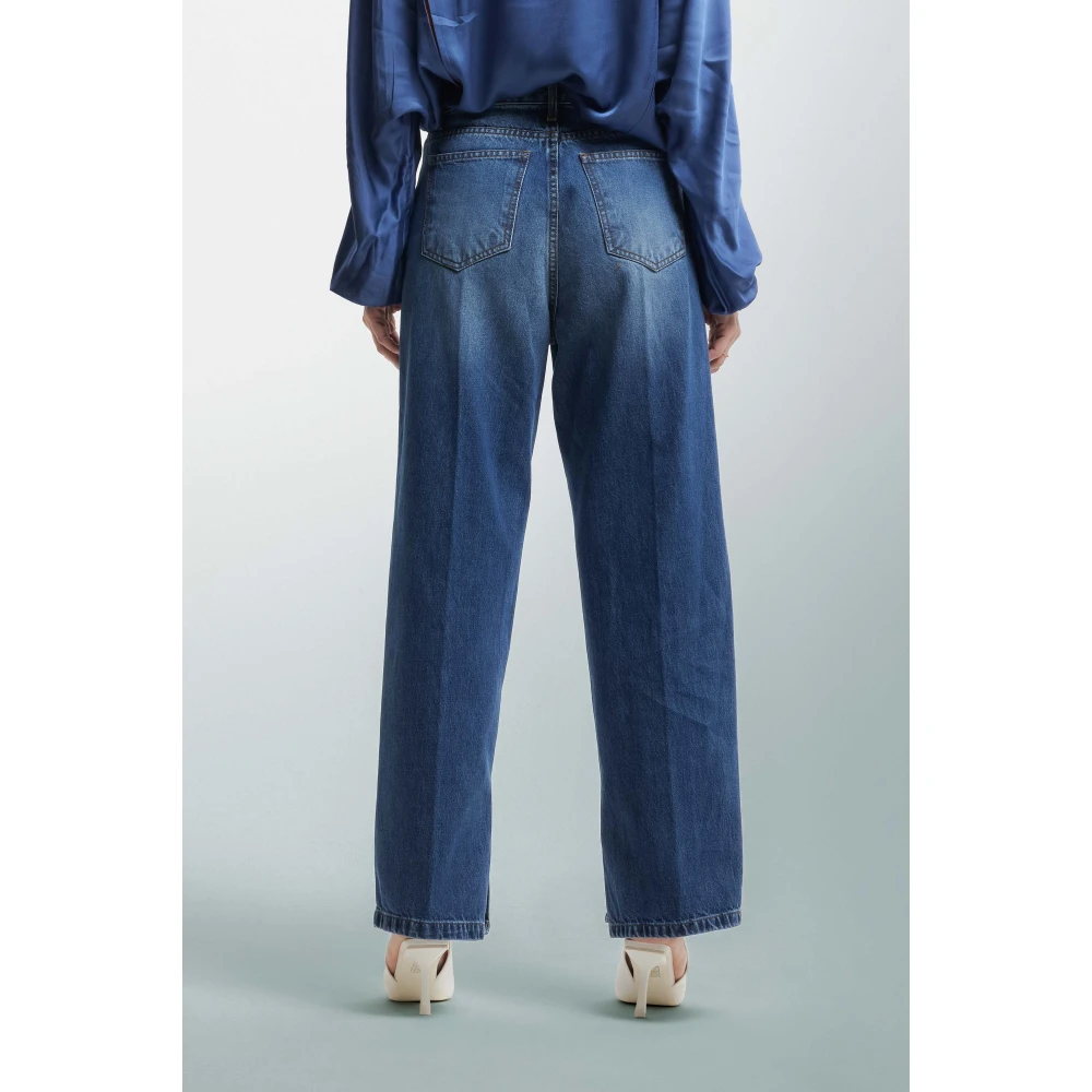 Kocca Stone-washed wijde jeans met splitten Blue Dames