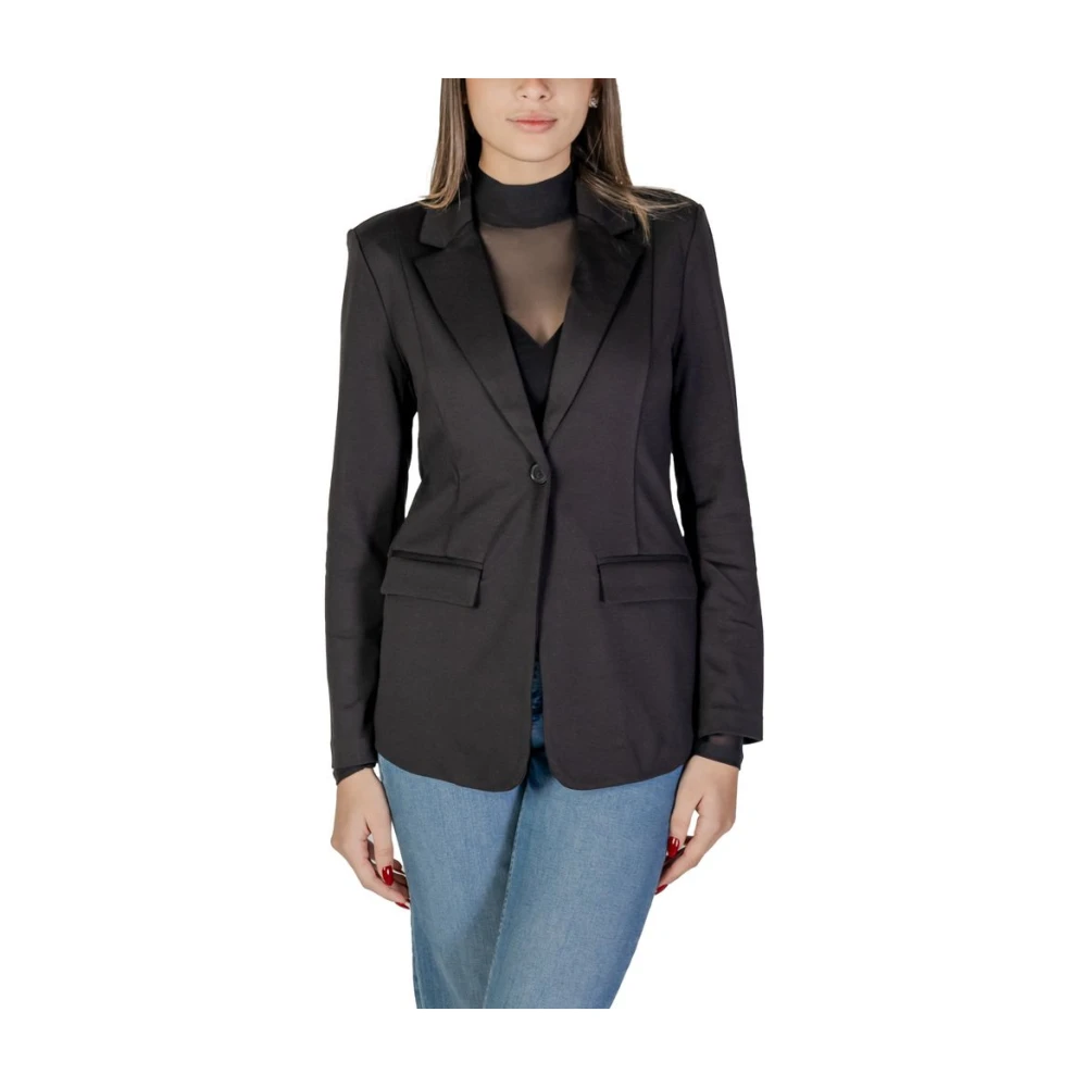 Ichi Zwarte Polyester Blazer Herfst Winter Collectie Black Dames