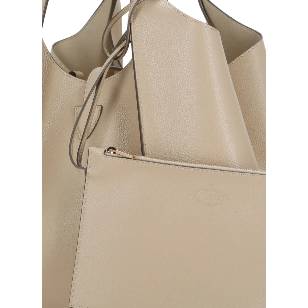 TOD'S Beige Leren Tas met Bijpassende Pochette Beige Dames