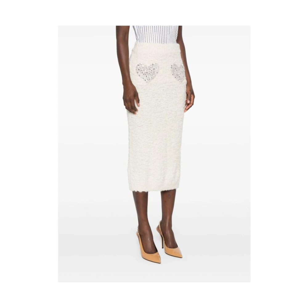 Blumarine Gebreide Rok met Kristalversiering White Dames