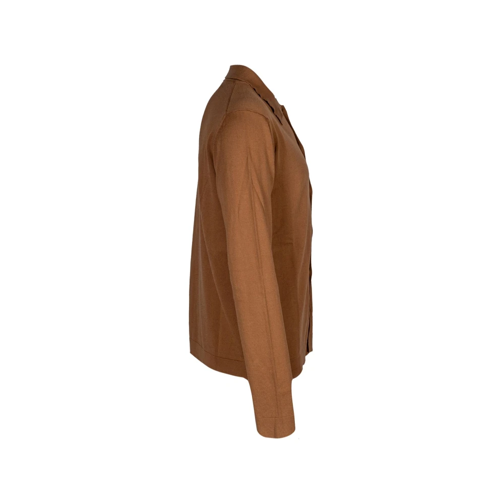 Mauro Grifoni Heren Cardigan Katoenen Overhemd Italië Brown Heren