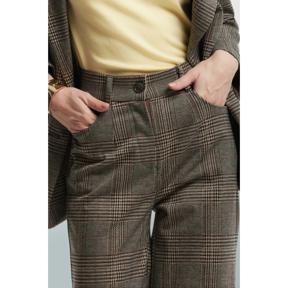 Kocca Flared Checked Trousers Gray Dames