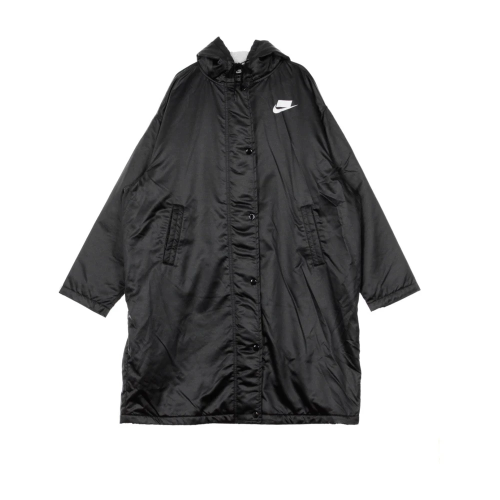 Nike Women's Black Rain Clothing, S, Sporty Long Parka Jacket