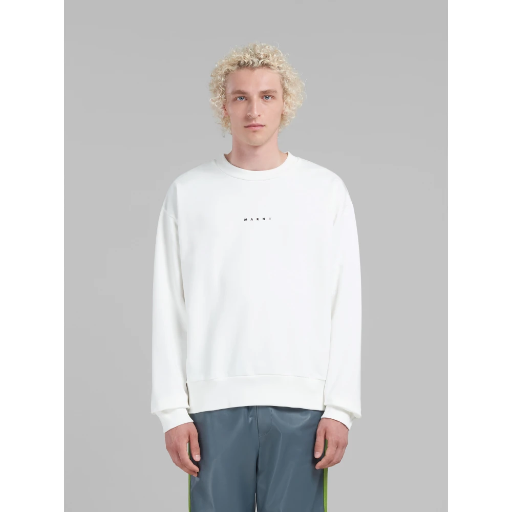 Marni katoenen sweatshirt met mini logo White Heren