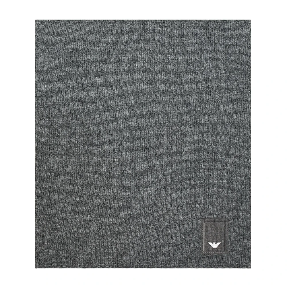 Emporio Armani Gebreide Wol Logo Patch Sjaal Gray Heren