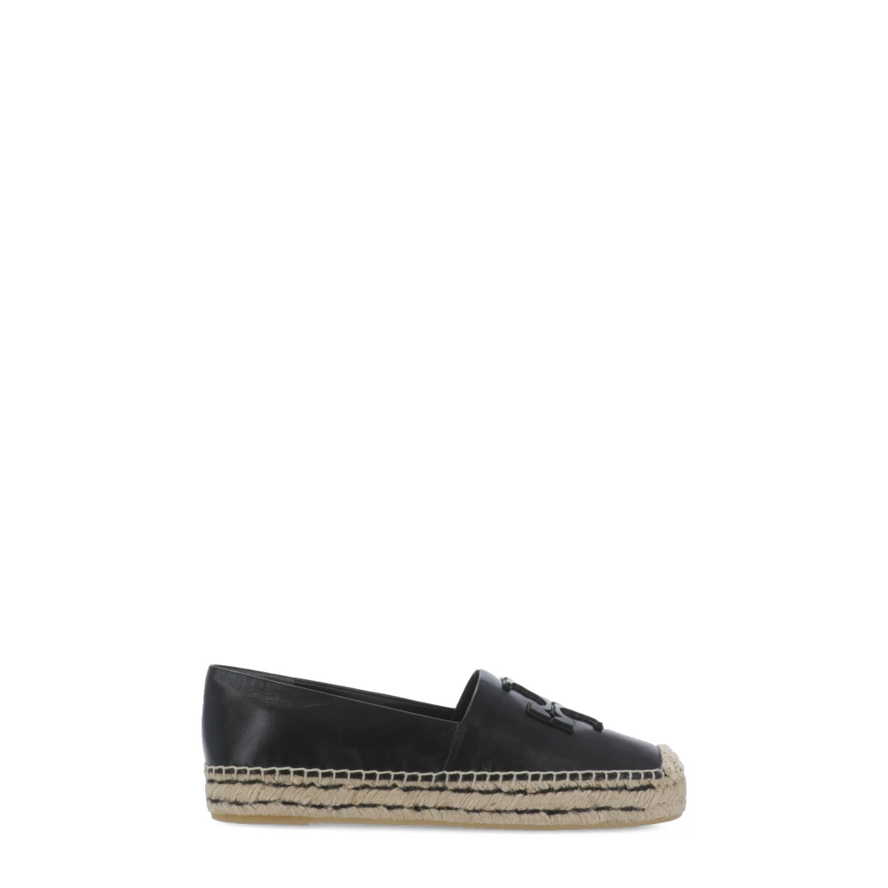 Zwarte leren best sale espadrilles dames