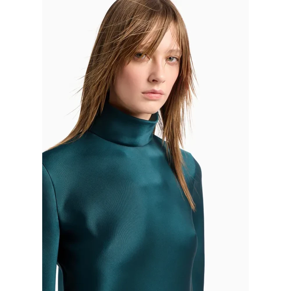 Giorgio Armani Elegante Groene Zijden Blouse Green Dames