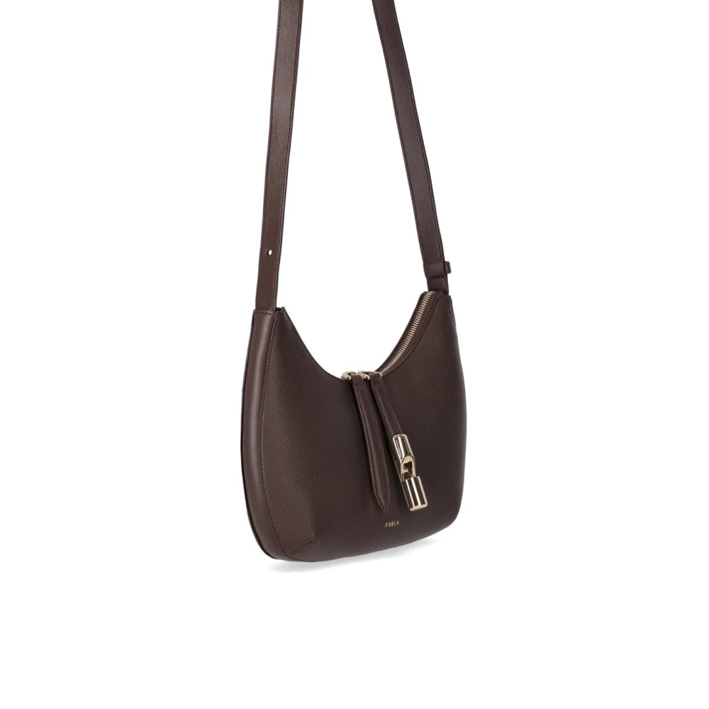 Furla Chocoladebruine Crossbody Tas met Cilinderlogo Brown Dames