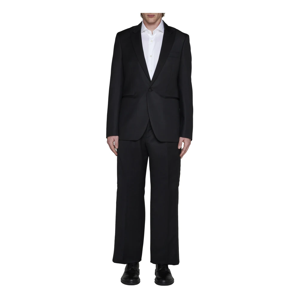 PT Torino Zwart wollen blend jas en broek Black Heren