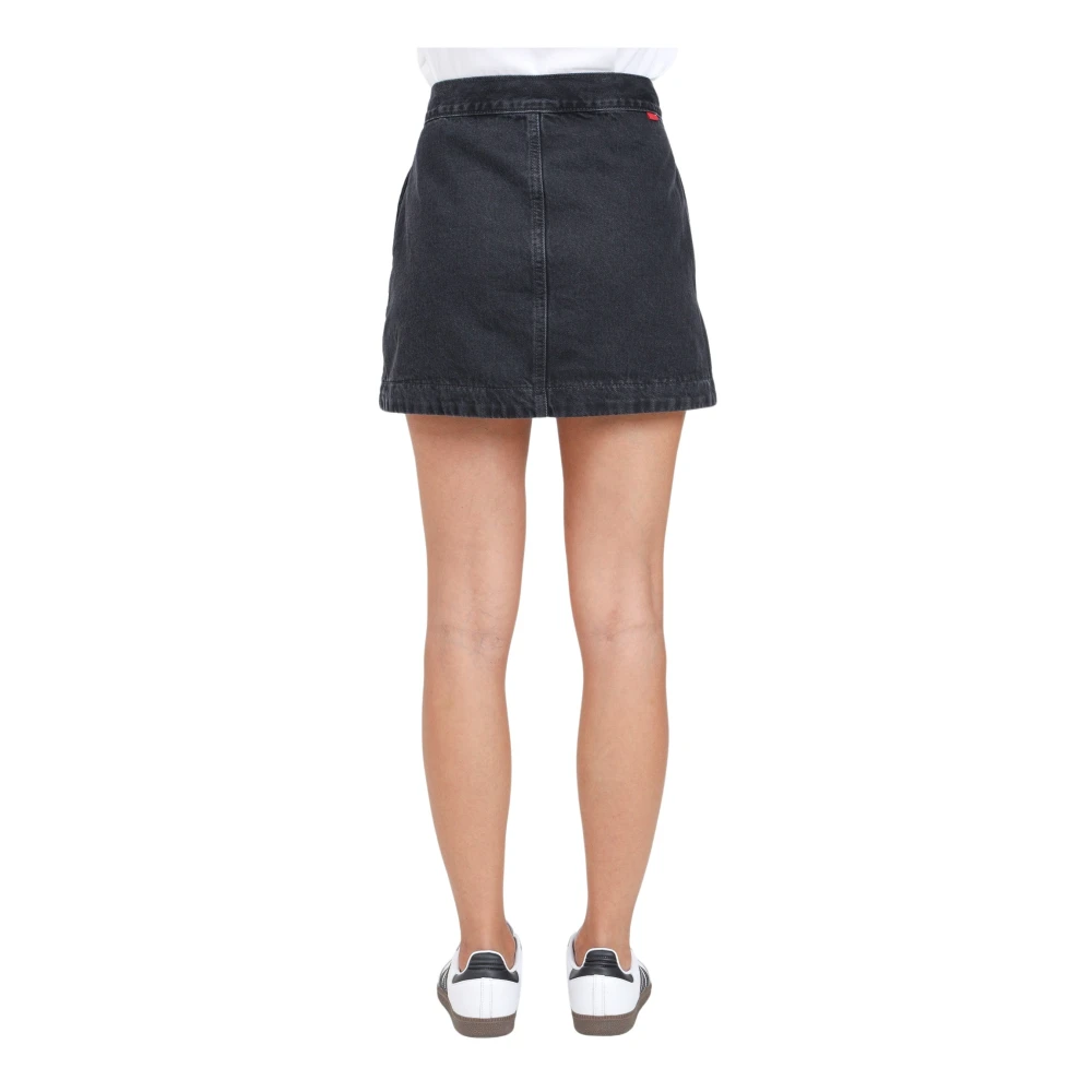 Levi's Zwarte Denim Wrap Mini Rok Black Dames
