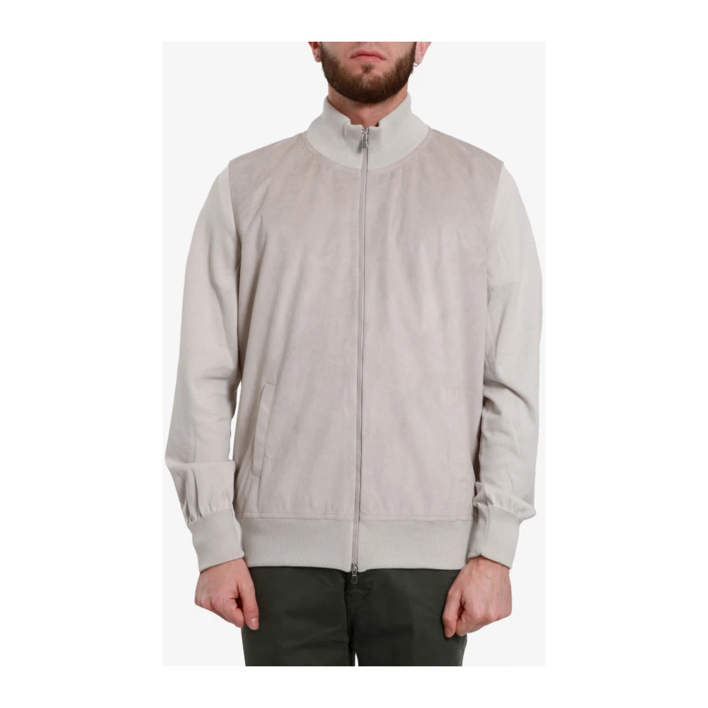 Gran Sasso High-Necked Alcantara Jacket Gray Heren