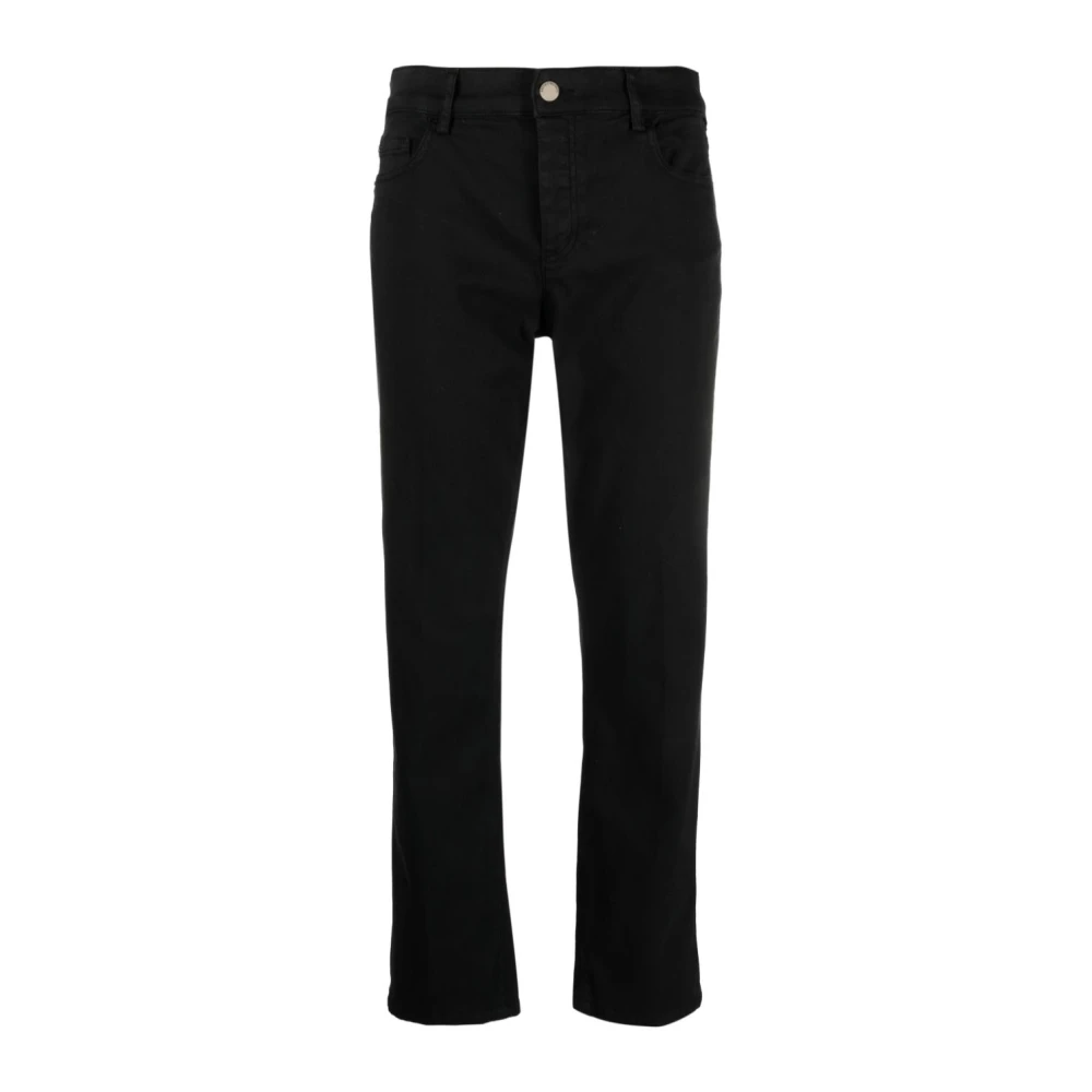 Emporio Armani Zwarte straight-leg jeans met logo patch Black Dames