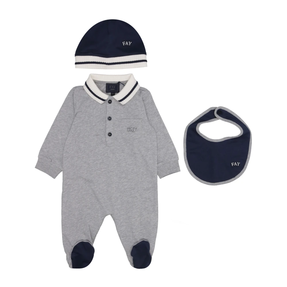 Fay Babyset: Romper, Mössa och Haklapp Gray, Pojke