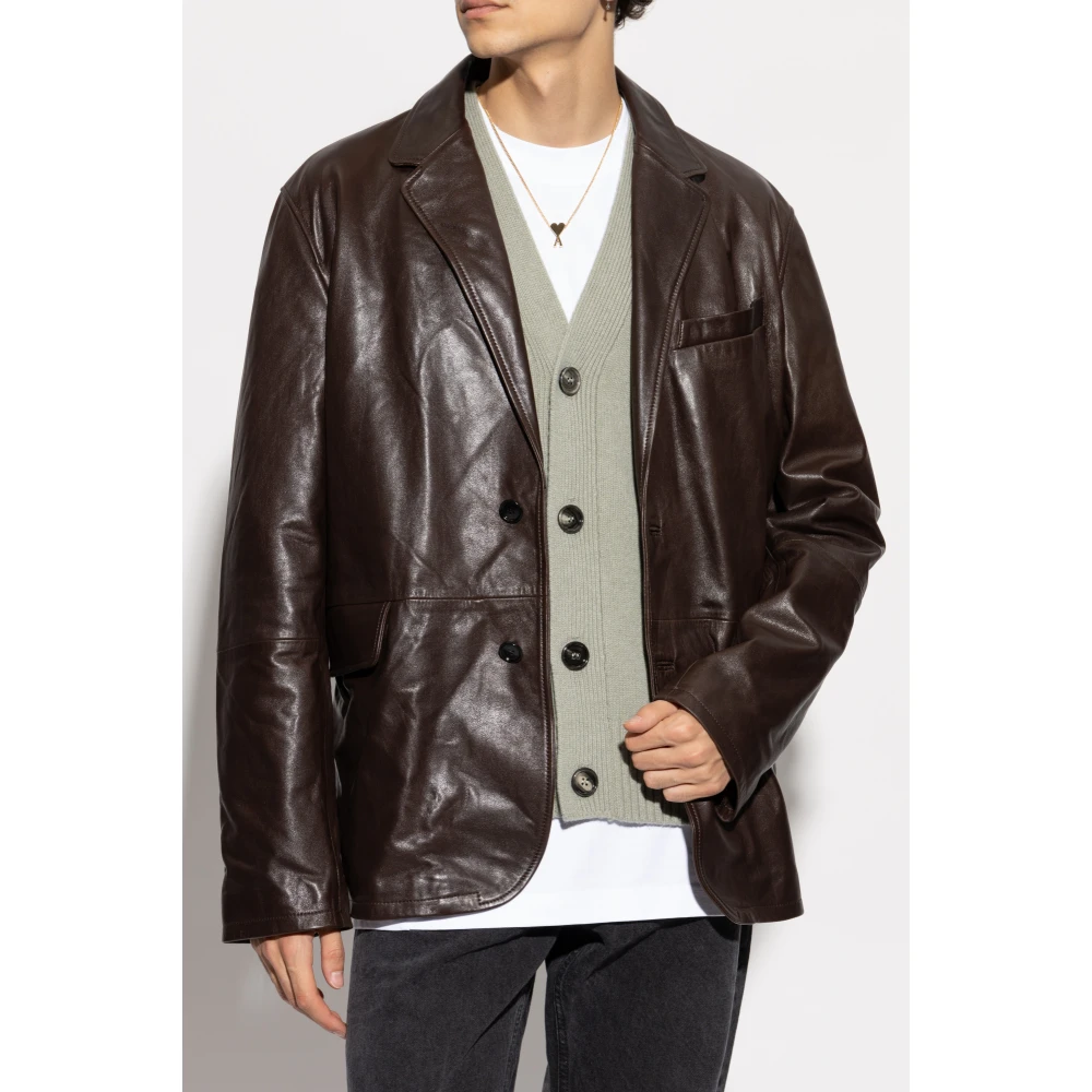 Ami Paris Leren blazer Brown Heren